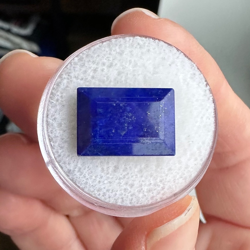🌌 STARRY NIGHT 9.62ct Natural Lapis Lazuli 💙 Faceted Emerald Cushion ✨